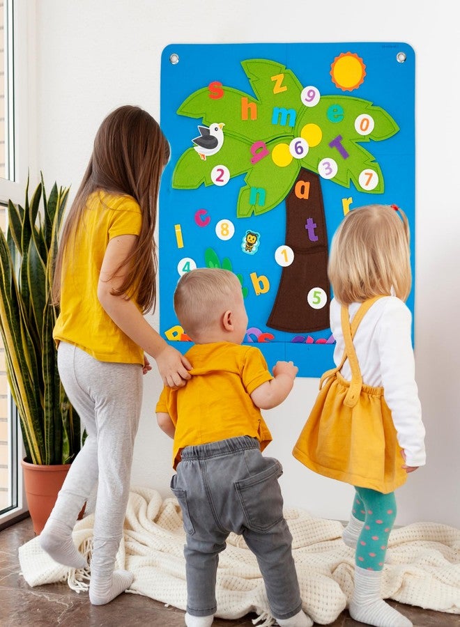 CHEFAN Felt Letter and Number Tree, Coconut Tree Alphabet Game, Felt Story Board Set for Early Education Storytelling, Flannel Board for Wall Teaching Home Classroom Play - Image 5